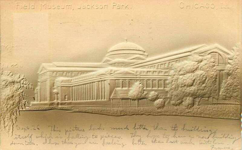 Chicago Illinois Field Museum Jackson park 1906 Embossed Postcard 21-6169 