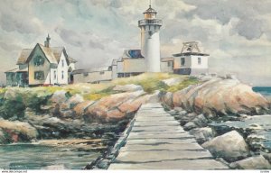 Art Postcard , 50-60s ; U.S. LIGHTHOUSE