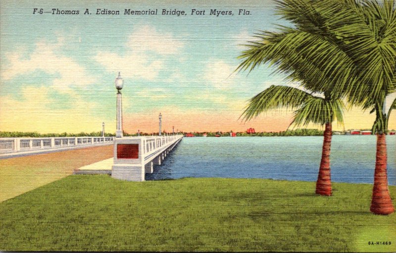 Florida Fort Myers Thomas A Edison Memorial Bridge Curteich