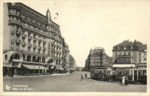 luxemburg, LUXEMBOURG, Place de la Gare, Hotel Clesse, Tram (1947) Stamp