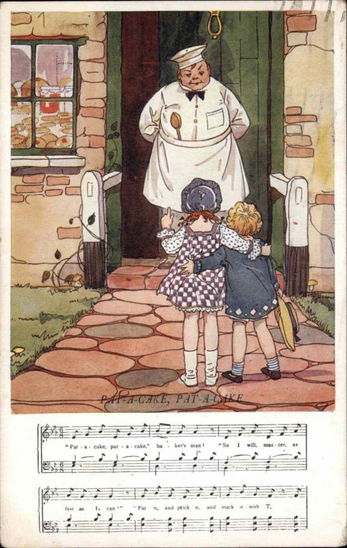 English Nursery Rhymes No. 45 Pat-A-Cake Sheet Music Baker Vintage Postcard