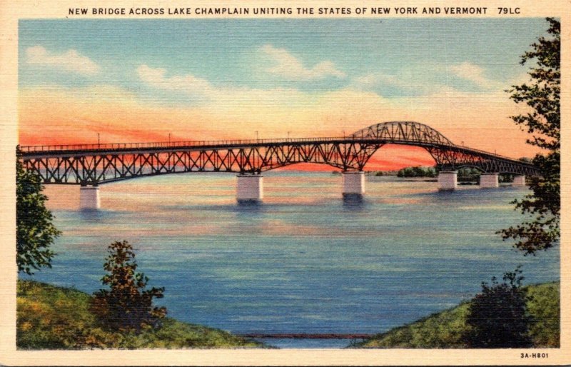 New York New Bridge Across Lake Champlain 1934 Curteich