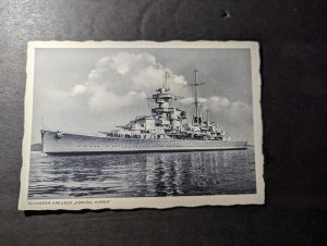 Mint Germany Military Ship RPPC Postcard Heavy Cruiser Admiral Hipper