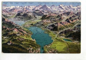 401346 SWITZERLAND THUN MAP Vintage postcard