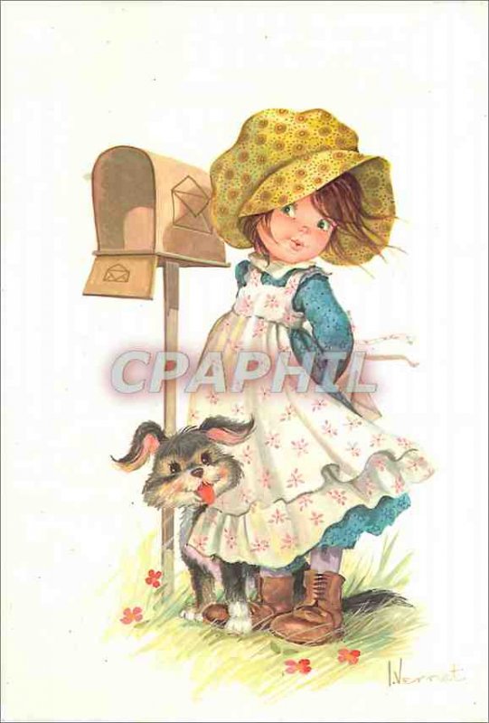 Postcard Modern Child Dog