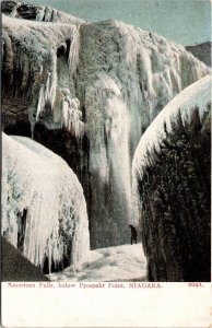 American Falls Below Prospekt Point Niagara Frozen Winter Divided Unp Postcard 