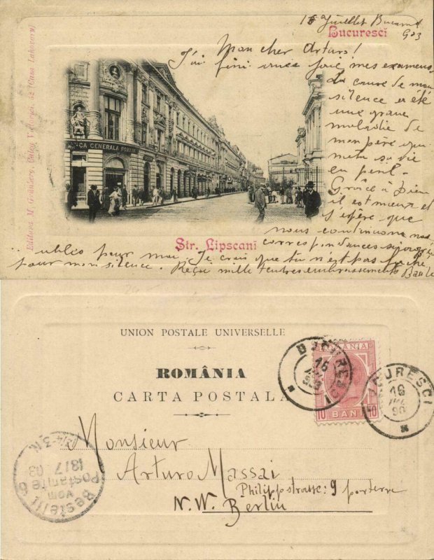 romania, BUCHAREST BUCURESTI, Strada Lipscani (1903) Postcard 