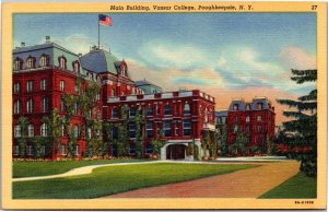 Postcard NY Poughkeepsie Vassar College Main Building