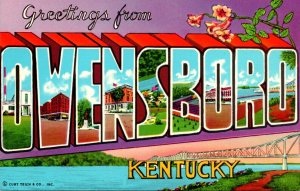 Kentucky Greetings From Owensboro Large Letter Chrome Curteich