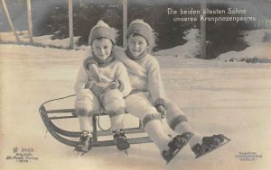 RPPC Die beiden ältesten Söhne unseres Kronprinzenpaares Ice Skating Postcard