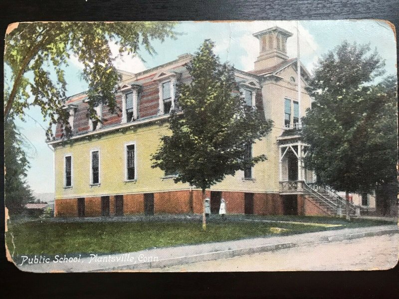 Vintage Postcard 1909 Public School, Plantsville, Connecticut (CT)