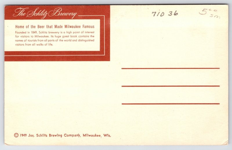 Mining~Home Jos. Schlitz Brewing Co est 1849~Beer~Milwaukee WI~1949 Postcard