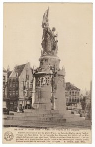 Postcard Belgium 1910 Bruges Main Maket Square Monument Uprising Commanders