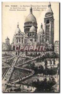 Paris Old Postcard Sacre Coeur Basilica with & # 39escalier monumental (Montm...