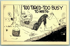 Ken Holmes Comic Too Tired Too Busy To Write UNP Unused Graycraft Postcard H5 