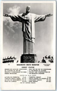 c1930s Rio de Janeiro Brazil RPPC Christ Redeemer Statue Corcovado Mountain A347