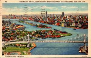 New York City Triborough Bridge Looking Down East River Over Hellgate 1937