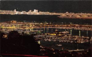 San Diego California~Shelter Island & San Diego Bay @ Night~Marina~Skyline~1960s