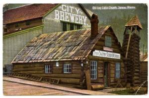 Juneau AK City Brewery & Log Cabin Soda Works Original 1914 Cancel Postcard