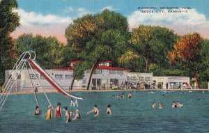 Postcard Municipal Swimming Pool Dodge City Kansas KS