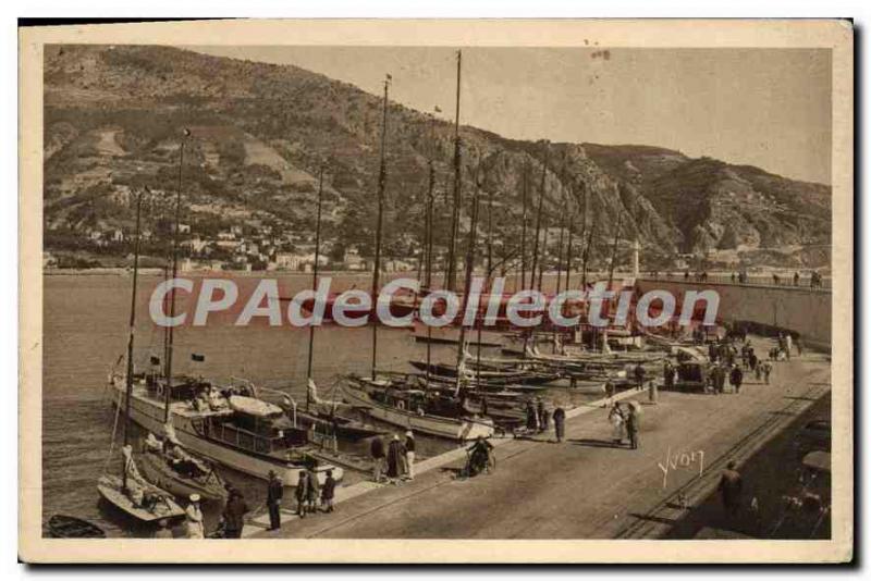 Old Postcard Menton port Entree