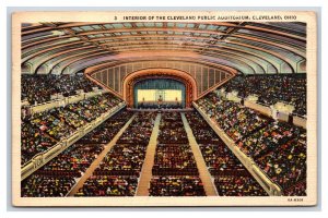 Publlic Auditorium Interior Cleveland Ohio OH Linen Postcard H24