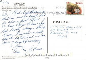 CONTINENTAL SIZE POSTCARD HISTORIC PEGGY'S COVE LIGHTHOUSE NOVA SCOTIA