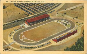 Air View Sun Valley Rodeo Idaho Teich linen 1943 Postcard 20-6774