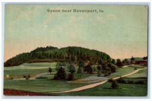 1912 Scene Grove Green Fields Roads Houses Trees Near Davenport Iowa IA Postcard