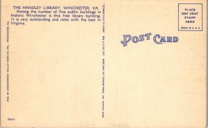 The Handley Libary, Winchester Va , Moonlight Card, Unposted