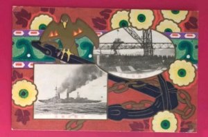 JAPANESE NAVY PC BATTLESHIP  Yamashiro LAUNCHING CEREMONY art postcard