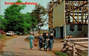 Pennsylvania Amish Country Amish Barn Raising Amish Girls Bringing Refreshments