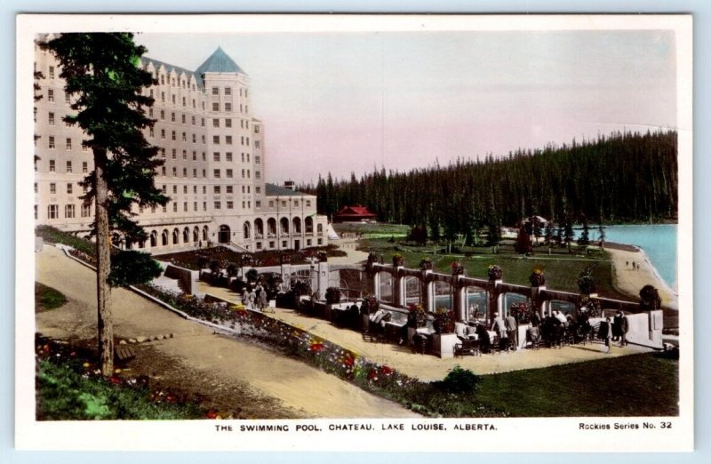 RPPC The Swimming Pool Chateau Lake Louise ALBERTA Canada Postcard