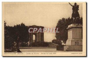 Postcard Old Montpellier Herault Garden of Peyrou Statue of Louis XIV