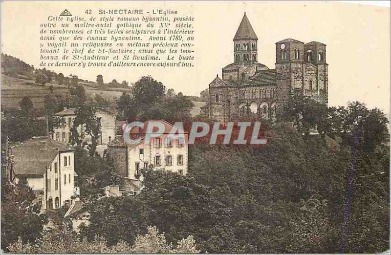 Postcard Old St Nectaire Church