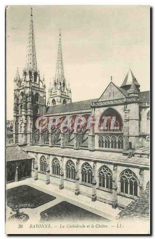 Old Postcard Bayonne Cathedral and the Cloister