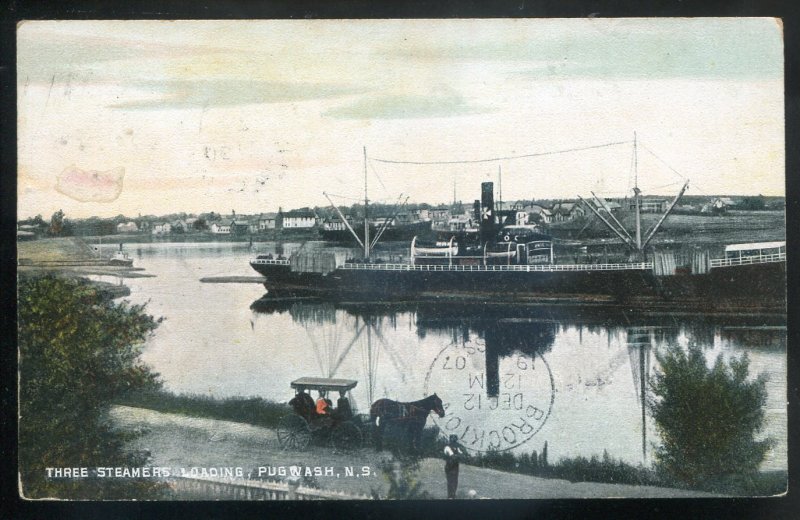 h271 - PUGWASH NS Postcard 1907 Steamers Loading by McCoy