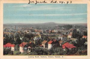 Subury Ontario Canada Birds Eye View Looking South Antique Postcard J43787