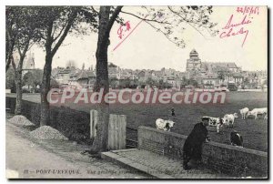 Old Postcard Pont L'Eveque Vue Generale From The new road of Lisieux