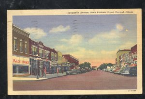 RANTOUL ILLINOIS DOWNTOWN STREET SCENE OLD CARS STORES VINTAGE POSTCARD
