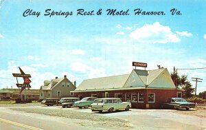 Hanover VA Clay Springs Restaurant Motel & Gift Shoppe Old Cars, Postcard