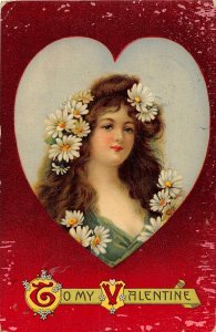 J23/ Valentine's Day Love Holiday Postcard c1910 Pretty Woman  78
