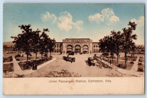Edmonton Alberta Canada Postcard Union Passenger Station 1914 Posted Antique