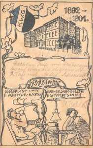 KWG 1892-1901 DER ABITURIENT GERMANY HIGH SCHOOL HAND DRAWN LOOK POSTCARD 1901