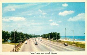 Aero Chicago Illinois Outer Drive North Avenue Beach 1950s Postcard Teich 7233