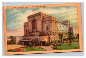 Vintage Linen Postcard Municipal Auditorium Long Beach California POSTED