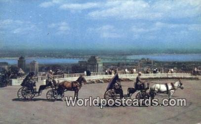 Old French Horsedrawn Carriages on Mount Royal Montreal Canada Unused 