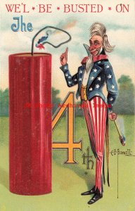 July 4th, PFB No 9507-3, Bunnell, Uncle Sam with Large Firecracker