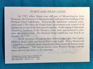 Vintage Portland Head Light Lighthouse Maine ME US History 1787 Longfellow Homer