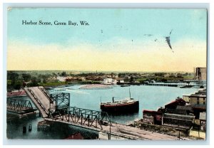 1914 View Of Harbor Scene Green Bay Wisconsin WI Posted Antique Postcard